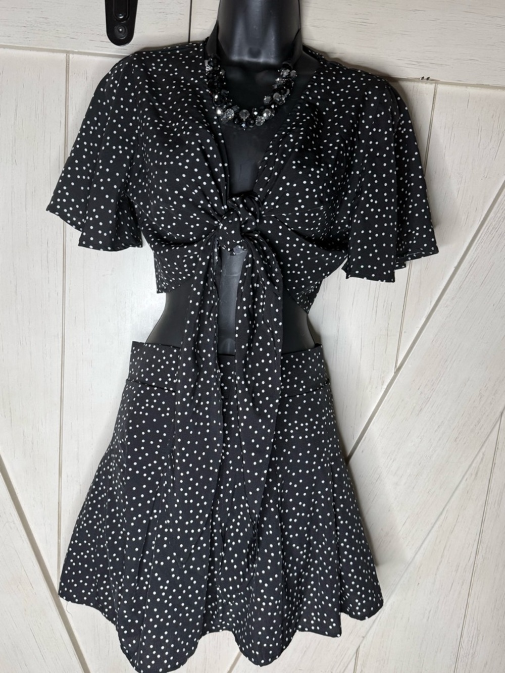 Fashion Nova Black & White Polka Dot Two-Piece Pantsuit